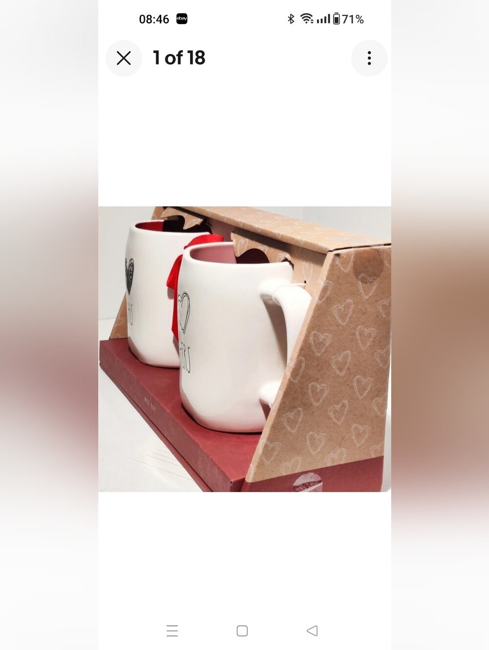 Rae Dunn White Two Mugs with Pink & Red Interior His and Hers Coffee Tea Mugs...